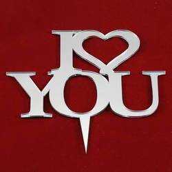 I Love You Aynalı Gümüş Pleksi Yazı