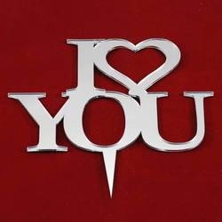 I Love You Aynalı Gümüş Pleksi Yazı - Parti Sürprizi