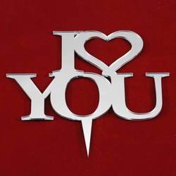 I Love You Aynalı Gümüş Pleksi Yazı - 1