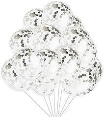 İçi Gümüş Renk Konfetili Şeffaf Süper Lüks Balon 10 Adet 30 CM