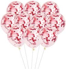 İçi Kırmızı Renk Konfetili Şeffaf Süper Lüks Balon 10 Adet 30 CM - Parti Sürprizi