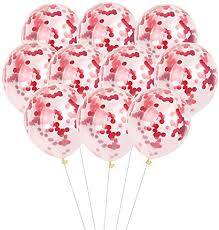 İçi Kırmızı Renk Konfetili Şeffaf Süper Lüks Balon 10 Adet 30 CM - 1
