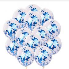 İçi Mavi Renk Konfetili Şeffaf Süper Lüks Balon 10 Adet 30 CM