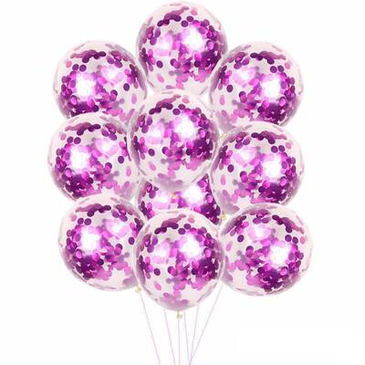 İçi Pembe Renk Konfetili Şeffaf Süper Lüks Balon 10 Adet 30 CM - 1