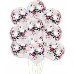 İçi Karışık Renkli Konfetili Şeffaf Balon 10 Adet 30 CM - Parti Sürprizi