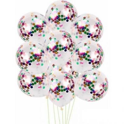 İçi Karışık Renkli Konfetili Şeffaf Balon 10 Adet 30 CM - 1