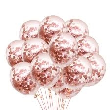 İçi Rose Gold Renk Konfetili Şeffaf Süper Lüks Balon 10 Adet 30 CM - Parti Sürprizi