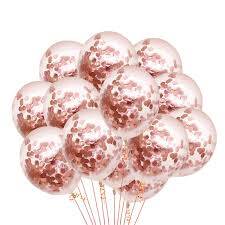 İçi Rose Gold Renk Konfetili Şeffaf Süper Lüks Balon 10 Adet 30 CM - 1