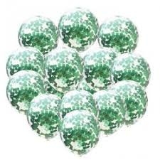 İçi Yeşil Renk Konfetili Şeffaf Süper Lüks Balon 10 Adet 30 CM - Parti Sürprizi