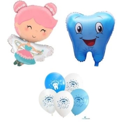 İlk Dişim Çıktı Diş Perisi Mavi Folyo Balon Set - Parti Sürprizi