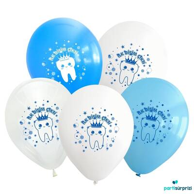 İlk Dişim Çıktı Mavi Latex Balon 10 Adet - 1