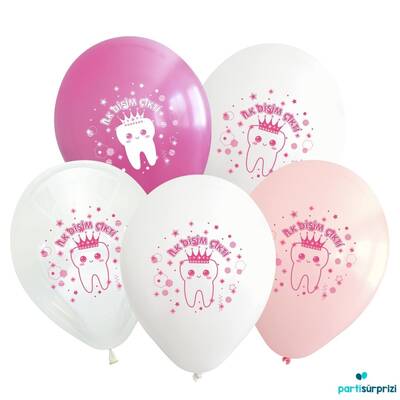 İlk Dişim Çıktı Pembe Latex Balon 10 Adet - 1