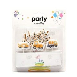 İnşaat Teması İş Makineleri Happy Birthday 3lü Mum Set - Parti Sürprizi