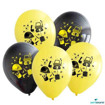 İnşaat Teması Latex Balon 6 Adet - 1
