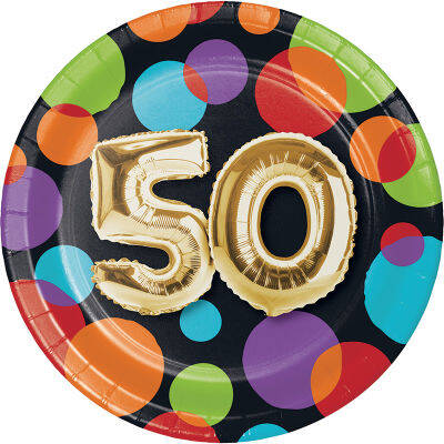 Işıltılı Balonlar 50 Yaş Küçük Tabak 8 Adet