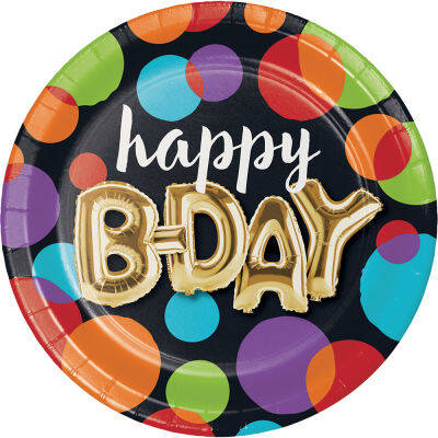 Işıltılı Balonlar Happy Birthday Tabak 8 Adet
