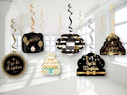 İyi Ki Doğdun Altın Tavan Süsü 70 Cm 6 Adet - Parti Sürprizi