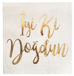 İyi Ki Doğdun Gold Baskılı Varak Peçete 16 Adet - Parti Sürprizi