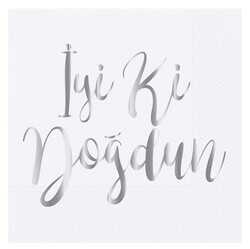 İyi Ki Doğdun Gümüş Baskılı Varak Peçete 16 Adet