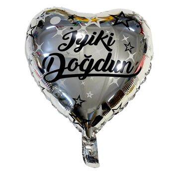 İyi Ki Doğdun Gümüş Kalp Folyo Balon 1 Adet - 1