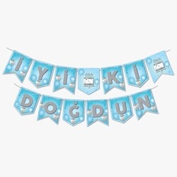 İyi Ki Doğdun Mavi Bayrak Afiş 190 Cm - Parti Sürprizi