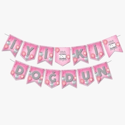 İyi Ki Doğdun Pembe Bayrak Afiş 190 Cm - Parti Sürprizi