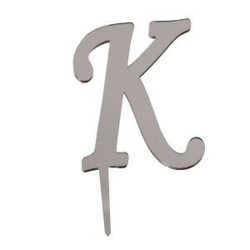 K Harf Aynalı Gümüş Pleksi 7 cm - Parti Sürprizi