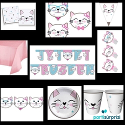 Kedicikler Teması 8 Kişilik Parti Seti - Parti Sürprizi