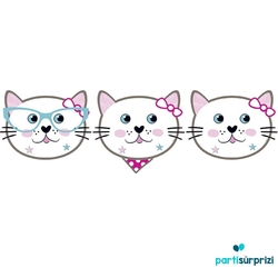 Kedicikler Teması Maske 6 Adet - Parti Sürprizi