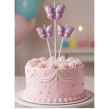  Pembe Kelebek 3 Lü Mum Set - 1