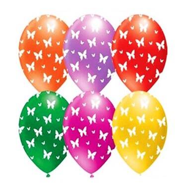 Kelebek Teması Baskılı Latex Balon 6 Adet - 1