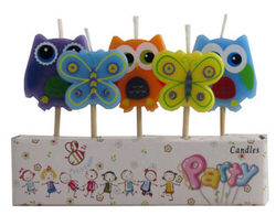 Kelebek ve Baykuş Mum 5 li paket - Parti Sürprizi