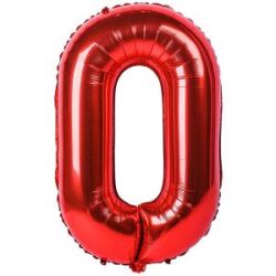 Kırmızı 0 Rakam Folyo Balon 40 cm 1 Adet - Parti Sürprizi