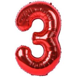 Kırmızı 3 Rakam Folyo Balon 40 cm 1 Adet - Parti Sürprizi