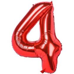 Kırmızı 4 Rakam Folyo Balon 40 cm 1 Adet - Parti Sürprizi