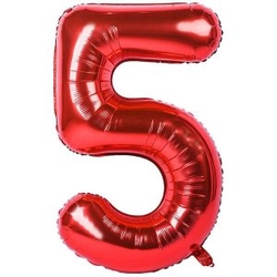 Kırmızı 5 Rakam Folyo Balon 100 Cm - Parti Sürprizi