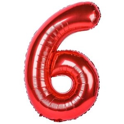 Kırmızı 6 Rakam Folyo Balon 100 Cm - Parti Sürprizi