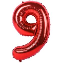 Kırmızı 9 Rakam Folyo Balon 40 cm 1 Adet - Parti Sürprizi