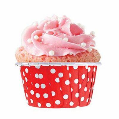 Kırmızı Beyaz Puanlı Cup Cake Kılıfı 25 Adet