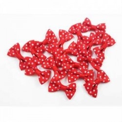 Kırmızı Beyaz Puanlı Mini Fiyonk 25 Adet - Parti Sürprizi