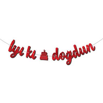 Kırmızı İyi Ki Doğdun Kaligrafi Banner 1 Adet - 1