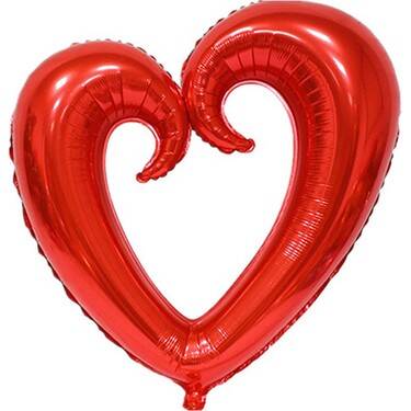 Kırmızı Kalp Ortası Boş Folyo Balon
