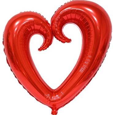 Kırmızı Kalp Ortası Boş Folyo Balon - 1