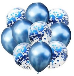 Konfetili Mavi Balon Demeti 10 Adet - Parti Sürprizi