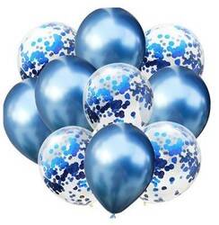 Konfetili Mavi Balon Demeti 10 Adet - 1