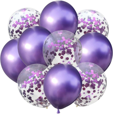 Konfetili Mor Balon Demeti 10 Adet - 1