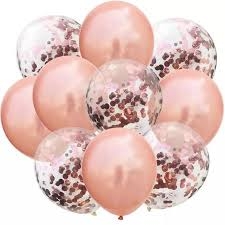 Konfetili Rose Gold Balon Demeti 10 Adet - Parti Sürprizi