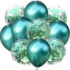 Konfetili Yeşil Balon Demeti 10 Adet - 1