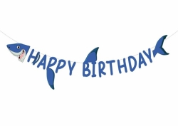 Köpek Balığı Teması 3D Happy Bırthday Harf Afiş - Parti Sürprizi