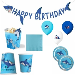 Köpek Balığı Teması 8 Kişilik Happy Birthday Parti Seti - Parti Sürprizi